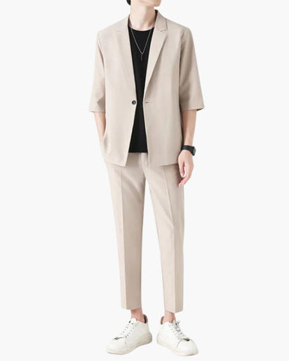 Men's Elegant Smart Casual 2-Piece Suit Set - Jacket and Trousers