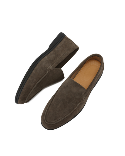 Premium Men's Suede Slip-On Loafers with Distinctive Black Soles