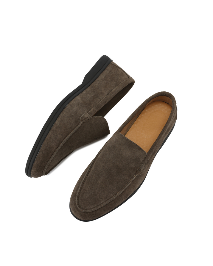 Premium Men's Suede Slip-On Loafers with Distinctive Black Soles