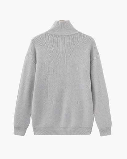 Men's Luxury Half-Zip Knit Pullover Sweater - Ribbed Texture, Cotton Blend