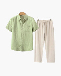 Men's Premium Linen Shortsleeve Shirt and Shorts Outfit Combo