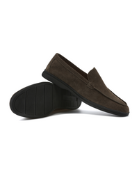 Premium Men's Suede Slip-On Loafers with Distinctive Black Soles