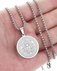 Men's Medusa Medallion Long Chain Necklace - Gold or Silver Plated Steel