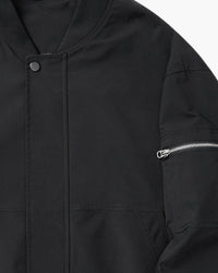 Men's Sleek Minimalist Bomber Jacket: Collarless, Zip-Front, Utility Pocket