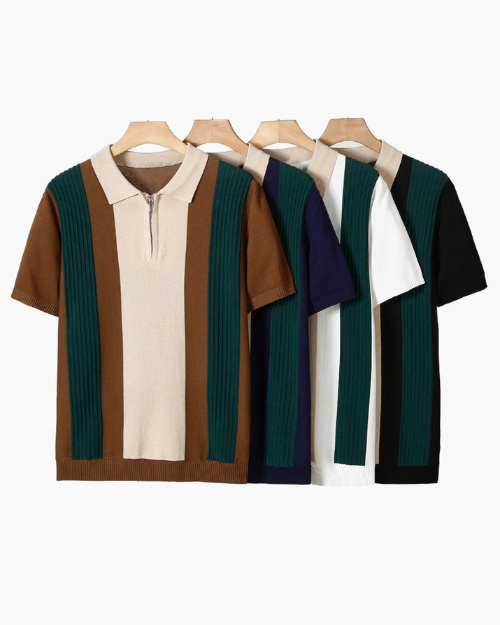 Tivoli Men's Half-Zip Short-Sleeve Knit Shirt - Viscose-Polyester Blend