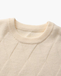 Timeless Diamond Knit Crewneck Sweater - Premium Wool Blend for Men