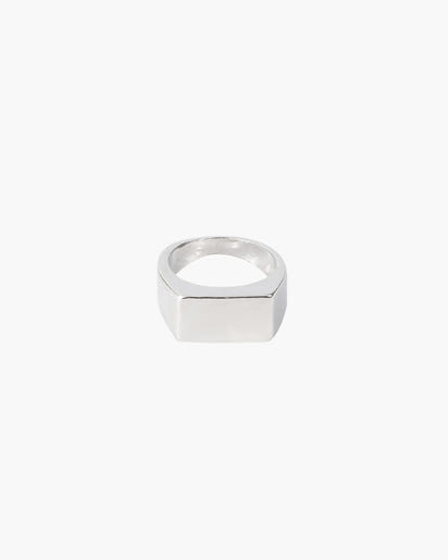 Bold Geometric Axis Signet Ring - Modern Rectangular Design for Men