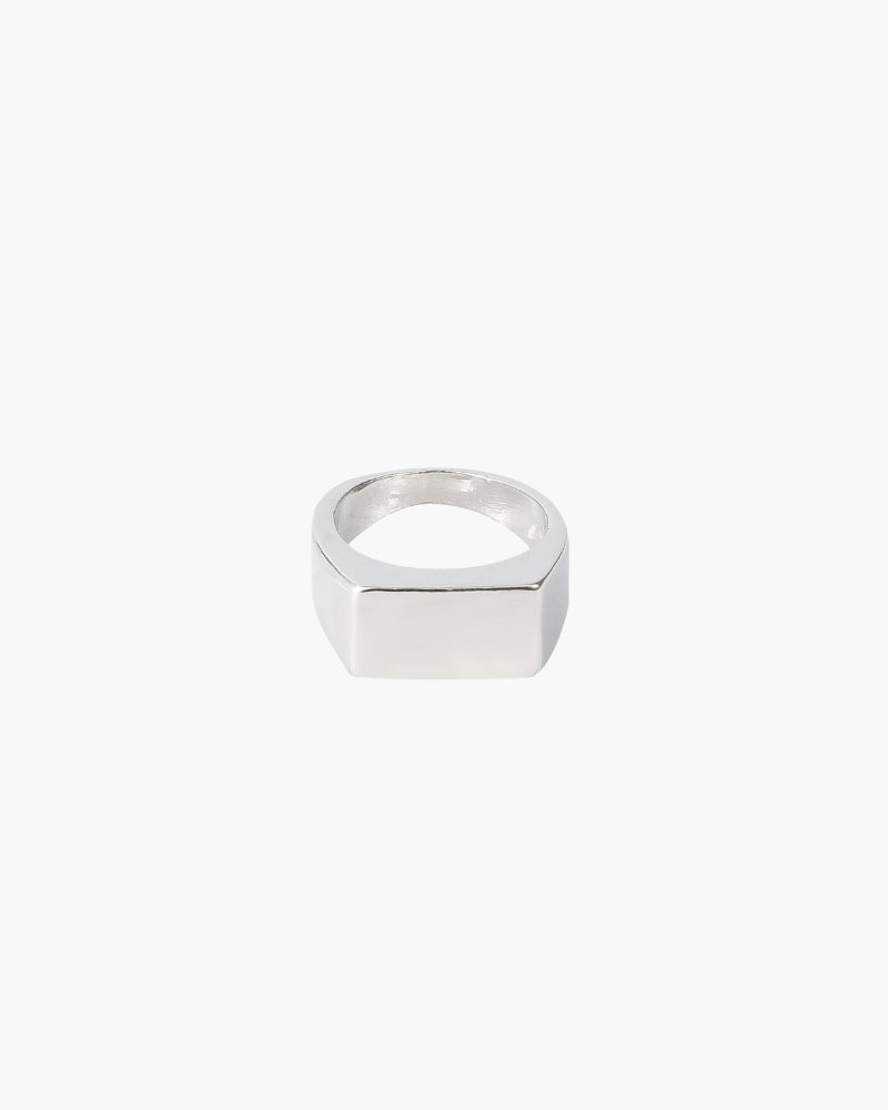 Bold Geometric Axis Signet Ring - Modern Rectangular Design for Men