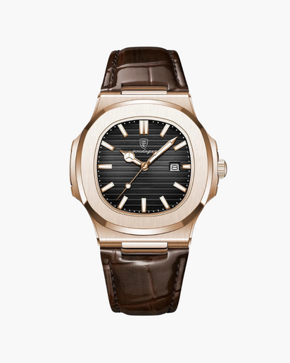 Lisbon Men's Elegant Leather Watch: Precision Stainless Steel Case, Chronograph Functions