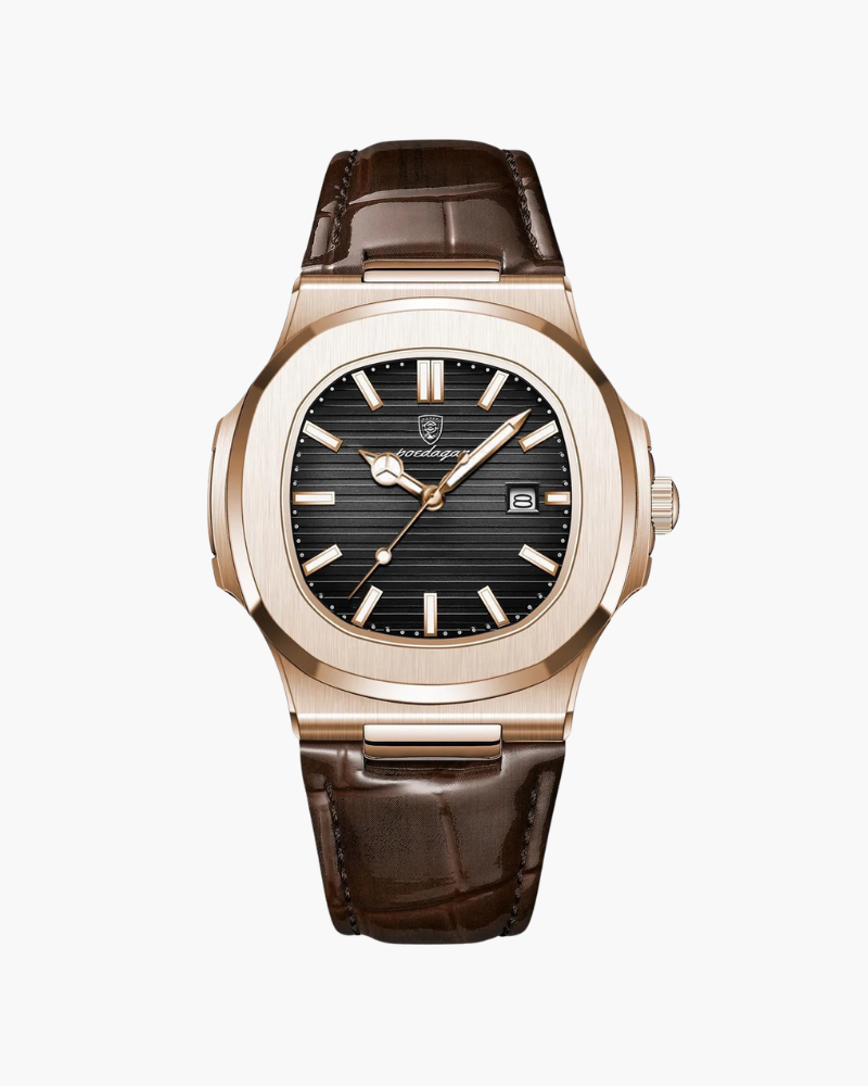 Lisbon Men's Elegant Leather Watch: Precision Stainless Steel Case, Chronograph Functions