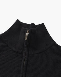 Men's Luxury Half-Zip Knit Pullover Sweater - Ribbed Texture, Cotton Blend