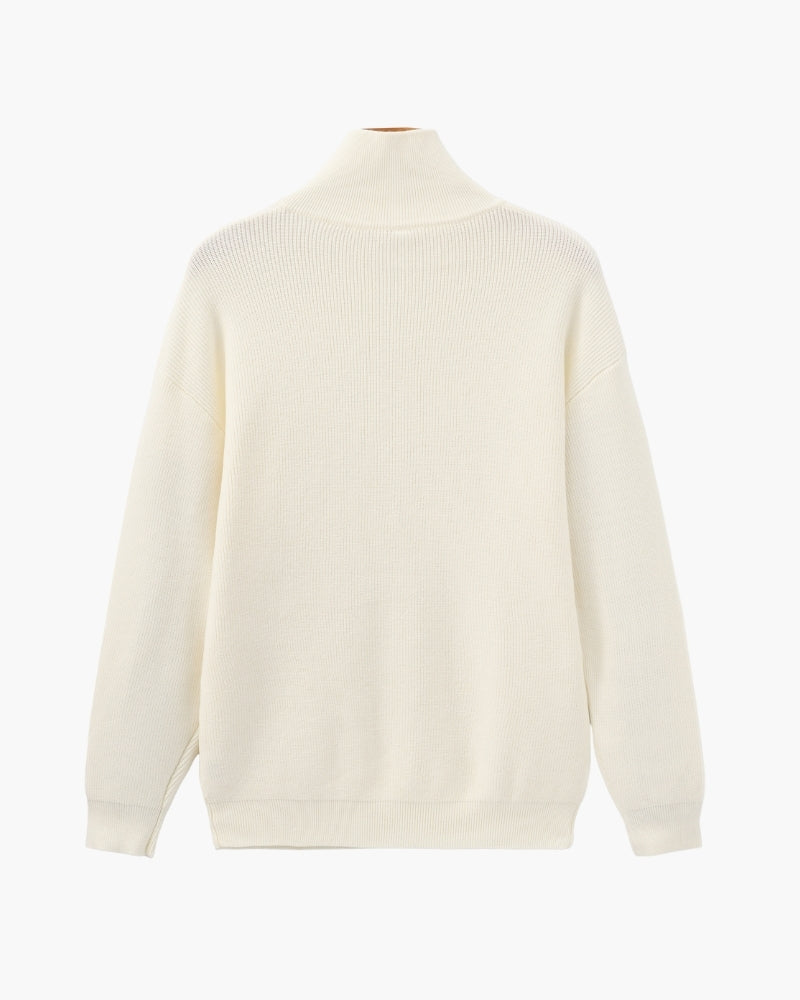Men's Luxury Half-Zip Knit Pullover Sweater - Ribbed Texture, Cotton Blend
