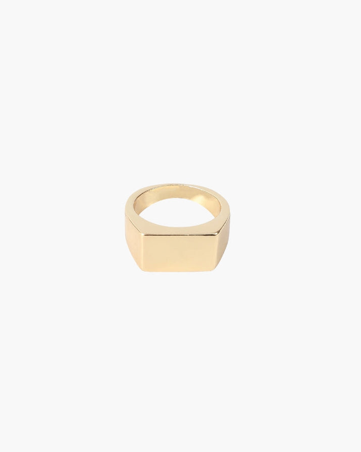 Bold Geometric Axis Signet Ring - Modern Rectangular Design for Men