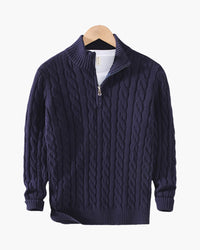 Men's Amsterdam Stroll Winter Outfit Bundle: Marine Zip-Up, Black Pants, Suede Loafers