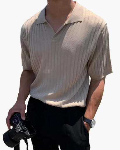 Florence Men's Premium Ribbed Cotton Polo Shirt Breathable Smart Casual Top