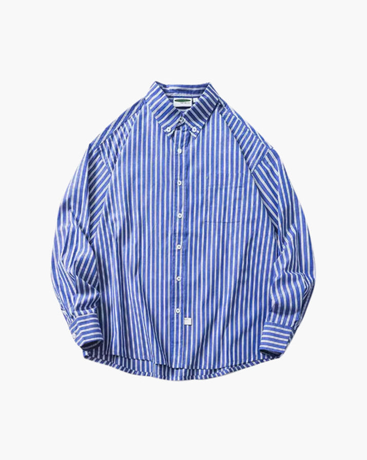 Comfortable Oversized Striped Cotton Shirt for Men - Modern Relaxed Fit Style