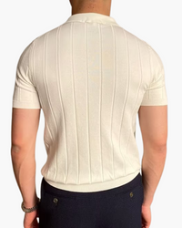 Old Money Cannes Ribbed Cotton Polo Shirt - Premium Slim Fit Knit