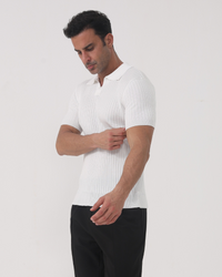 Florence Men's Premium Ribbed Cotton Polo Shirt Breathable Smart Casual Top