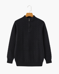 Luxurious 100% Cashmere Woven Half-Zip Sweater – Soft, Durable Men's Pullover