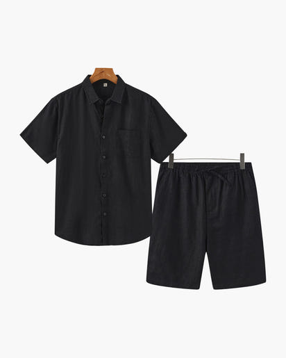 Men's Premium Linen Shirt & Shorts Set - Breathable Summer Loungewear