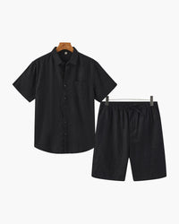Men's Premium Linen Shirt & Shorts Set - Breathable Summer Loungewear