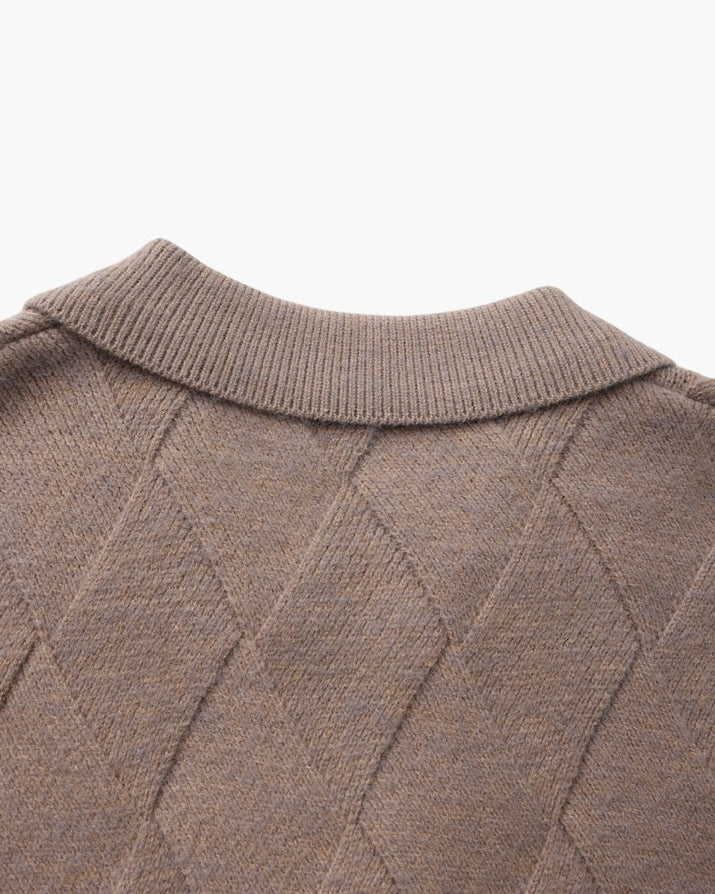 Premium Diamond Knit Zip Cardigan for Men – Stylish Warmth & Timeless Elegance