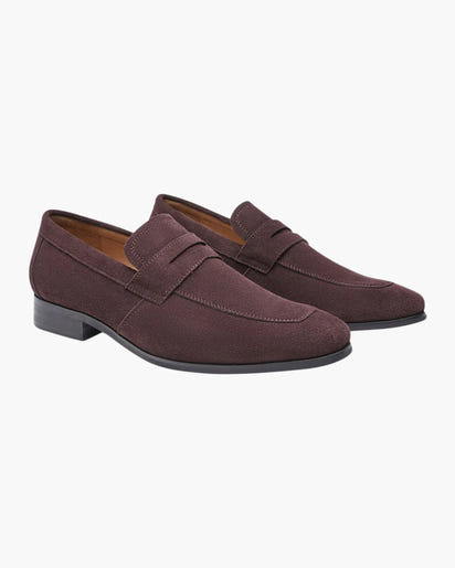 Premium Suede Penny Loafers: Elegant Men's Slip-On Dress Shoes for Comfort