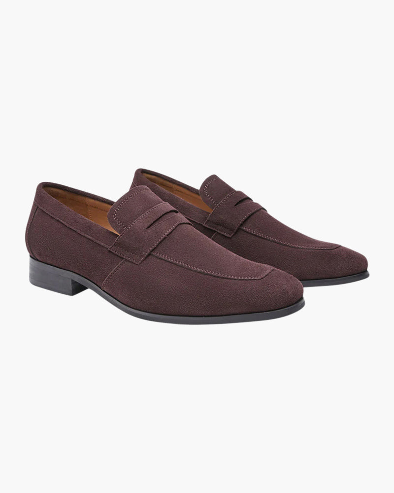 Premium Suede Penny Loafers: Elegant Men's Slip-On Dress Shoes for Comfort