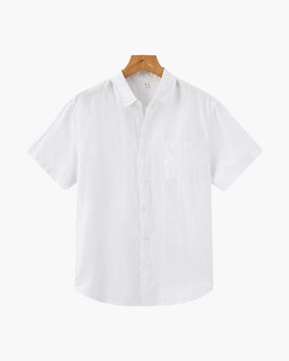Men's Breathable Short Sleeve Linen Shirt - Relaxed Fit, Summer Comfort