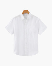Men's Breathable Short Sleeve Linen Shirt - Relaxed Fit, Summer Comfort