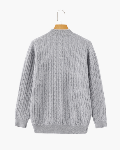 Luxurious 100% Cashmere Woven Half-Zip Sweater – Soft, Durable Men's Pullover