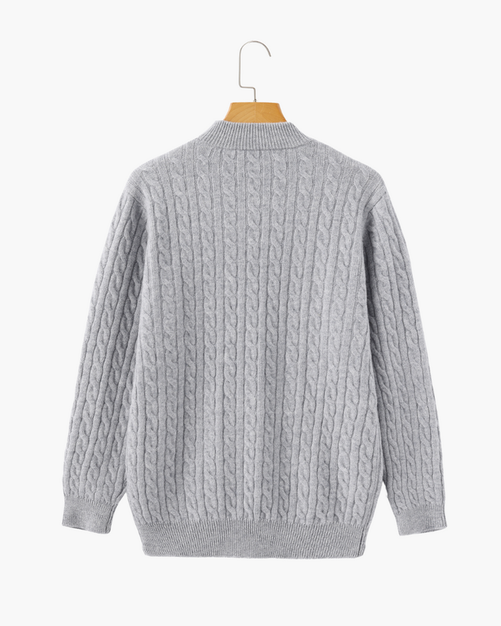 Luxurious 100% Cashmere Woven Half-Zip Sweater – Soft, Durable Men's Pullover