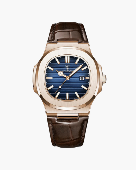 Lisbon Men's Elegant Leather Watch: Precision Stainless Steel Case, Chronograph Functions