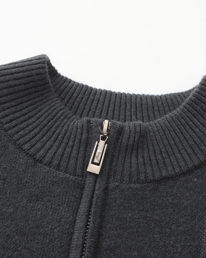 Luxurious 100% Cashmere Ribbed Half-Zip Sweater for Men – Ultimate Comfort Style