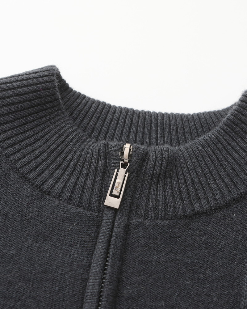 Luxurious 100% Cashmere Ribbed Half-Zip Sweater for Men – Ultimate Comfort Style