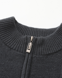 Luxurious 100% Cashmere Ribbed Half-Zip Sweater for Men – Ultimate Comfort Style