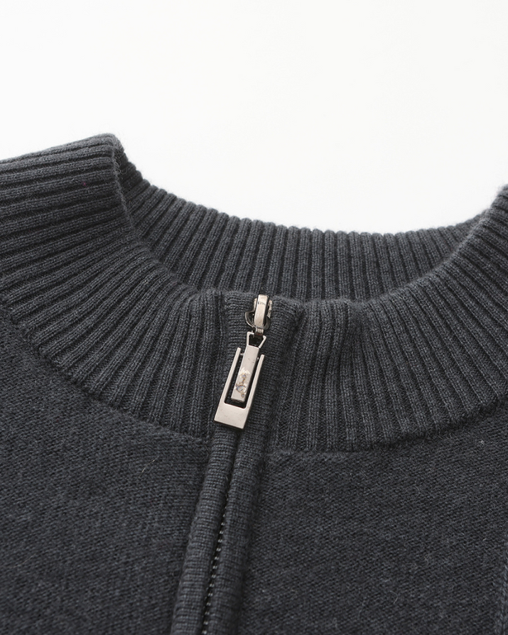 Luxurious 100% Cashmere Ribbed Half-Zip Sweater for Men – Ultimate Comfort Style