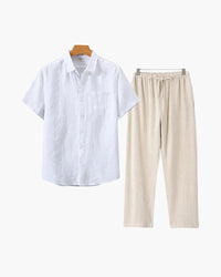 Men's Premium Linen Shortsleeve Shirt and Shorts Outfit Combo