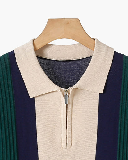 Tivoli Men's Half-Zip Short-Sleeve Knit Shirt - Viscose-Polyester Blend