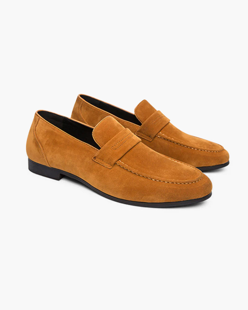 Premium Suede Penny Loafers: Elegant Men's Slip-On Dress Shoes for Comfort
