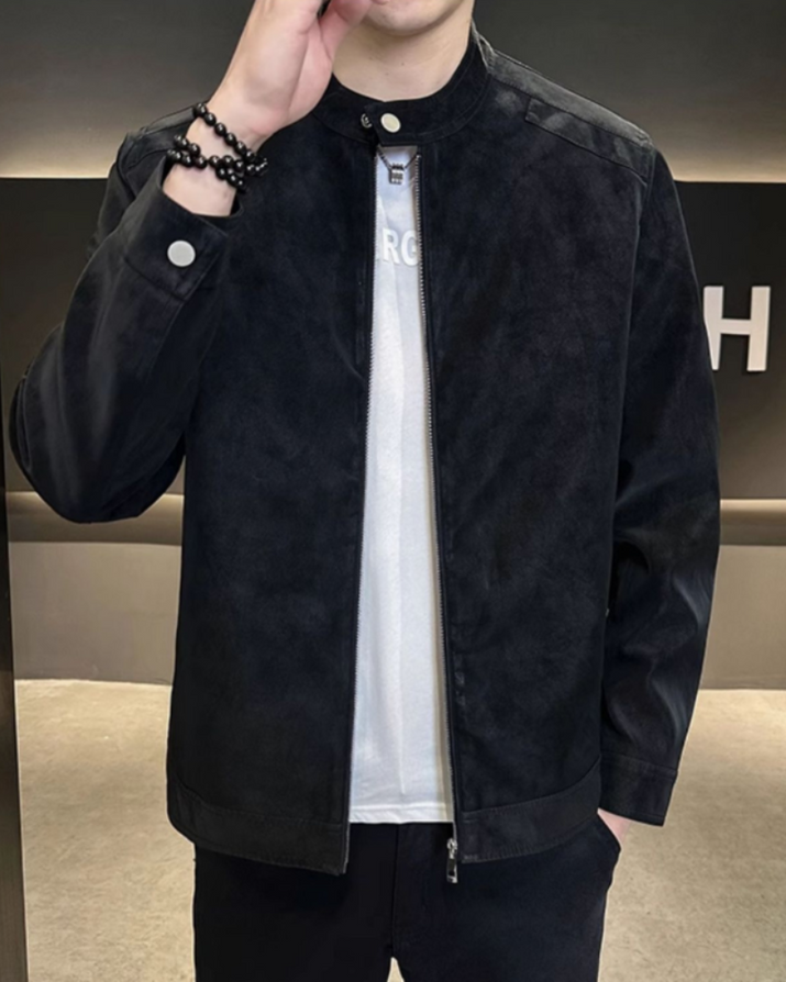 Men's Premium Suede Leather Jacket: Luxurious, Classic Fit, Warm Winter Outerwear