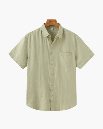 Men's Breathable Short Sleeve Linen Shirt - Relaxed Fit, Summer Comfort
