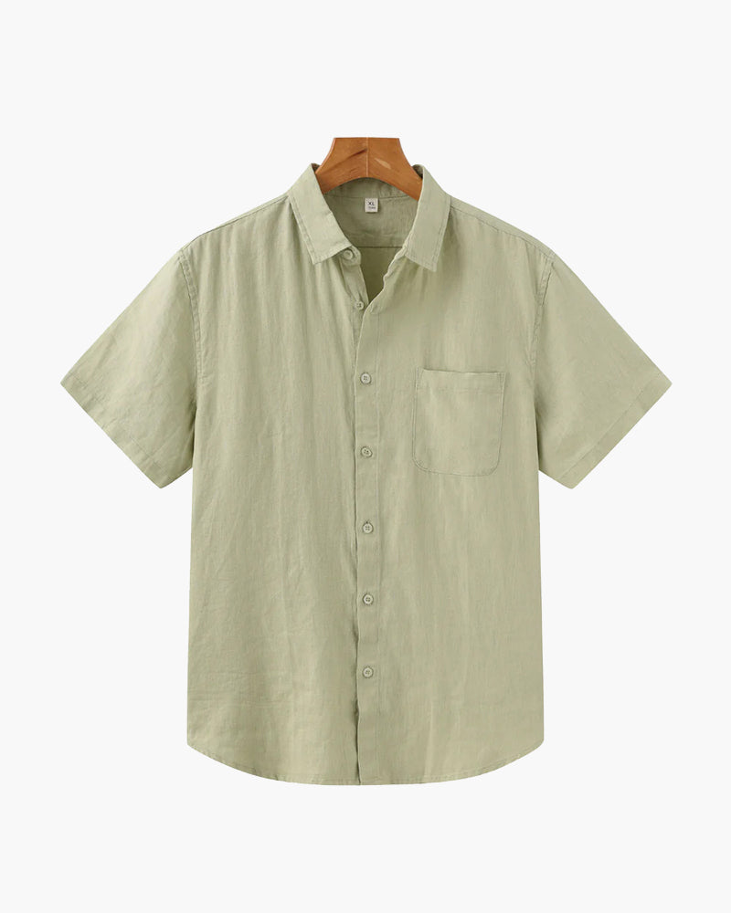 Men's Breathable Short Sleeve Linen Shirt - Relaxed Fit, Summer Comfort