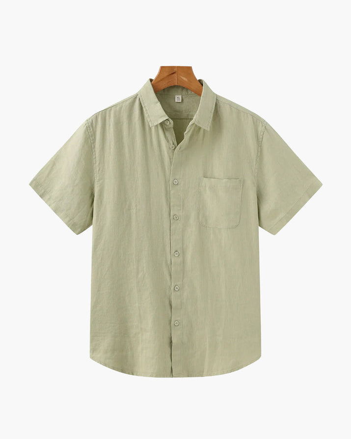Men's Breathable Short Sleeve Linen Shirt - Relaxed Fit, Summer Comfort