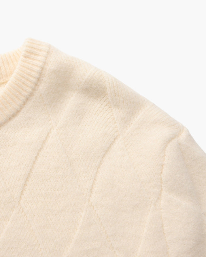 Timeless Diamond Knit Crewneck Sweater - Premium Wool Blend for Men