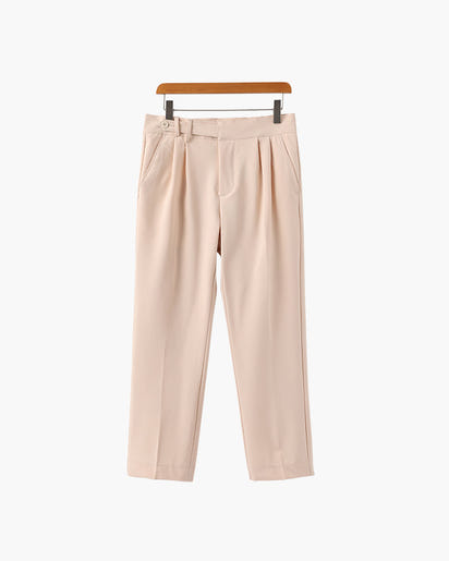 Men's Elegant High-Waist Silk Cotton Blend Trousers - Tailored Classic Fit