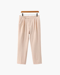 Men's Elegant High-Waist Silk Cotton Blend Trousers - Tailored Classic Fit