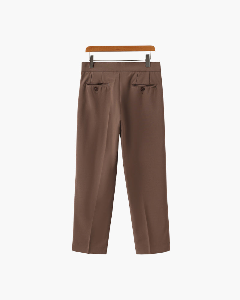 Men's Elegant High-Waist Silk Cotton Blend Trousers - Tailored Classic Fit