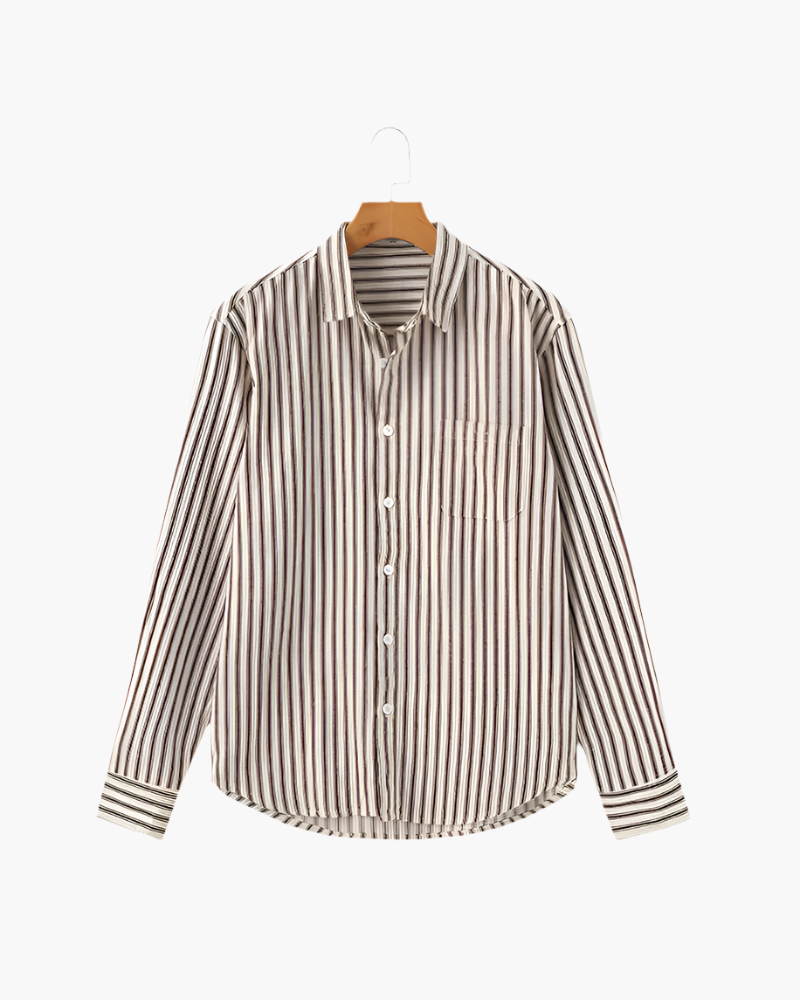 Classic Vertical Stripe Men's Tailored Fit Shirt - Premium Cotton Blend
