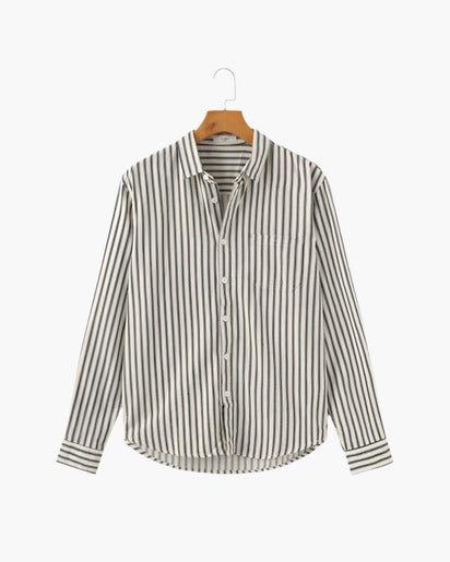 Classic Vertical Stripe Men's Tailored Fit Shirt - Premium Cotton Blend